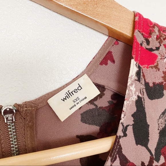 Aritzia Wilfred Floral Tank Sleeveless Top Mocha Flame Scarlet Zip XXS - Picture 3 of 4